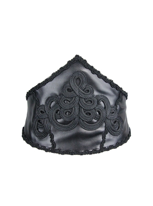 Gothic Adjustable Black Hand-embroidery Leather Corset