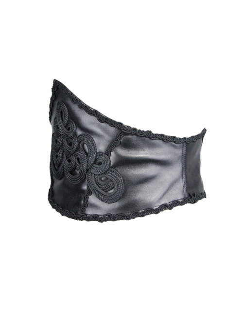 Gothic Adjustable Black Hand-embroidery Leather Corset