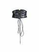 Gothic Adjustable Black Hand-embroidery Leather Corset