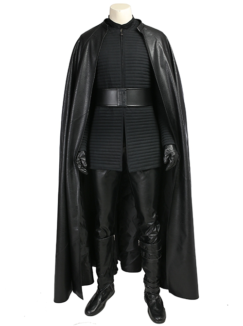 Star Wars The Last Jedi Kylo Ren Black Cloak Suit Halloween Cosplay Costume Black Top