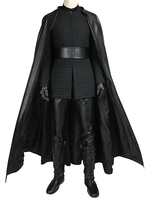 Star Wars The Last Jedi Kylo Ren Black Cloak Suit Halloween Cosplay Costume Black Cloak