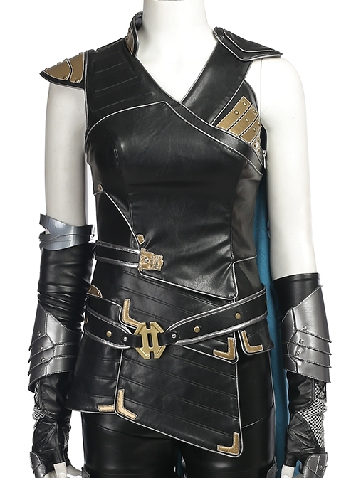 Thor Ragnarok Valkyrie Black Battle Suit Halloween Cosplay Costume Black Top