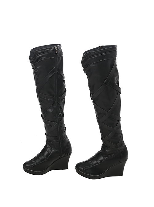 Thor Ragnarok Valkyrie Black Battle Suit Halloween Cosplay Accessories Black Boots