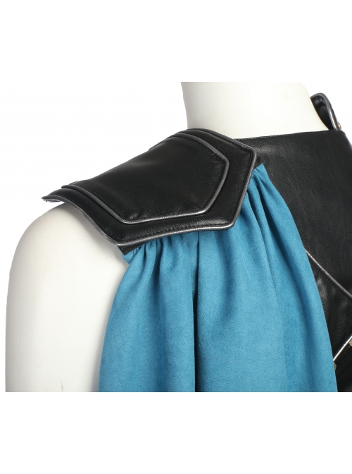 Thor Ragnarok Valkyrie Black Battle Suit Halloween Cosplay Costume Blue Cloak