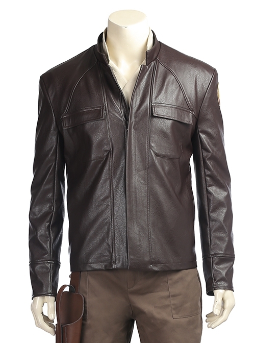 Star Wars The Last Jedi Poe Dameron Halloween Cosplay Costume Brown Jacket