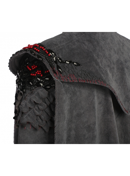Game Of Thrones Season 7 Dragon Mother Daenerys Targaryen Black Dress Set Halloween Cosplay Costume Dress And Shawl And Cloak