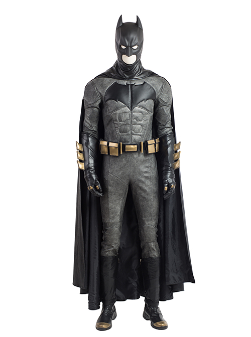 Justice League Batman Bruce Wayne Battle Suit Halloween Cosplay Costume Black Top