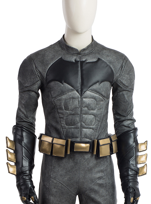 Justice League Batman Bruce Wayne Battle Suit Halloween Cosplay Costume Black Top