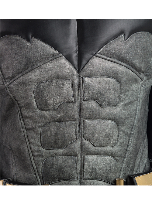 Justice League Batman Bruce Wayne Battle Suit Halloween Cosplay Costume Black Top