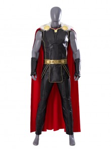 Movie Thor Love And Thunder Male Thor Odinson Black Battle Suit Halloween Cosplay Costume Set