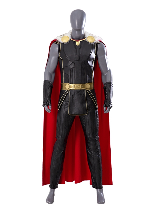 Movie Thor Love And Thunder Male Thor Odinson Black Battle Suit Halloween Cosplay Costume Set