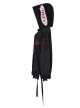Black Irregular Hem Ripped Cute Long Ears Loose Gothic Cool Cat Print Pocket Hoodie