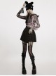 Lace Red  Black Stitching Simple Sexy Gothic Style Thin See-Through Horn Long-Sleeved T-Shirt