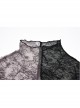 Lace Red  Black Stitching Simple Sexy Gothic Style Thin See-Through Horn Long-Sleeved T-Shirt
