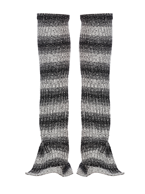 Daily Stripes Black  White Personality Split Small Horns Stacked With Punk Style Leg Sleeves
