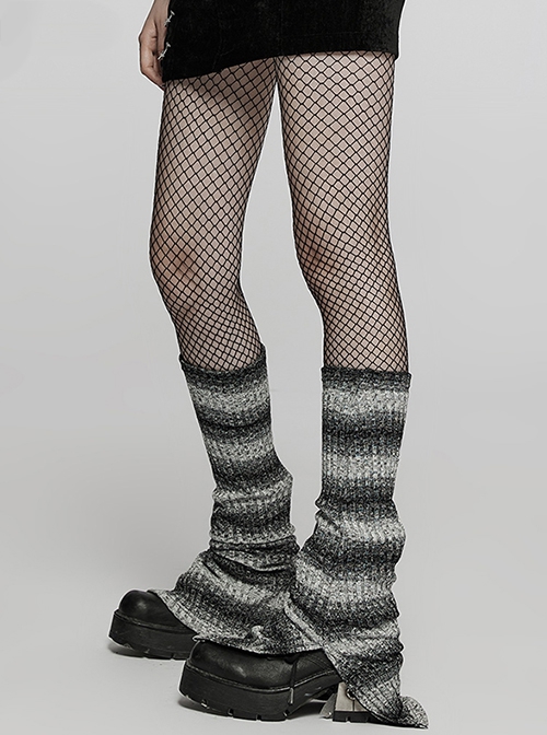 Daily Stripes Black  White Personality Split Small Horns Stacked With Punk Style Leg Sleeves