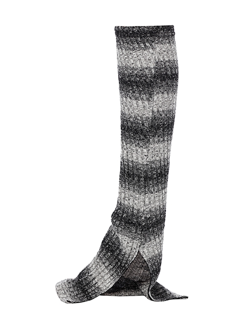Daily Stripes Black  White Personality Split Small Horns Stacked With Punk Style Leg Sleeves