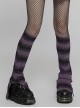 Daily Stripes Black Violet Personality Split Small Horns Stacked With Punk Style Leg Sleeves