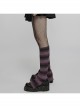 Daily Stripes Black Violet Personality Split Small Horns Stacked With Punk Style Leg Sleeves