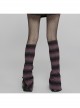 Daily Stripes Black Violet Personality Split Small Horns Stacked With Punk Style Leg Sleeves