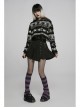 Daily Stripes Black Violet Personality Split Small Horns Stacked With Punk Style Leg Sleeves