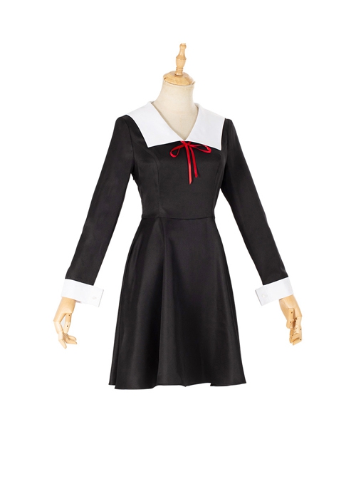 Kaguya-Sama Love Is War Fujiwara Chika Black Dress Suit Halloween Cosplay Costume Full Set