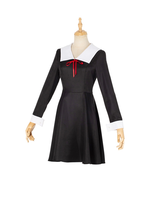 Kaguya-Sama Love Is War Fujiwara Chika Black Dress Suit Halloween Cosplay Costume Full Set