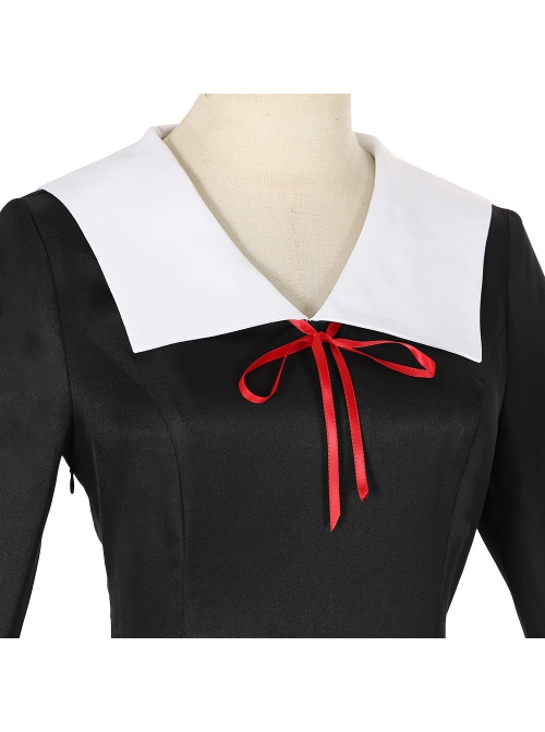 Kaguya-Sama Love Is War Fujiwara Chika Black Dress Suit Halloween Cosplay Costume Full Set