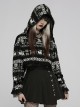 Loose Skull Cute Elk Pattern Black  White Stitching Lace Punk Short Hooded Sweater