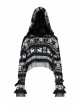 Loose Skull Cute Elk Pattern Black  White Stitching Lace Punk Short Hooded Sweater