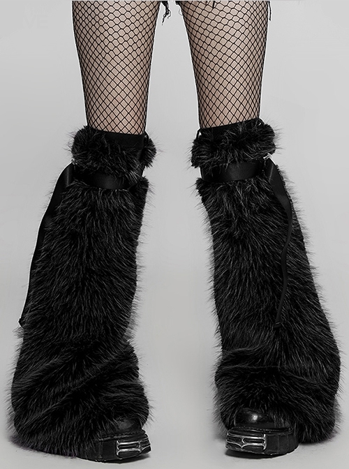Plush Fashion Black Cool Punk Detachable Strap Personalized Hot Girl Sock Leg Cover