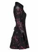 Pointed Collar Black Pink Print Shredded Slim Fit Gothic Shredded Adjustable Strap Sexy Dress