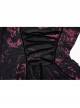 Pointed Collar Black Pink Print Shredded Slim Fit Gothic Shredded Adjustable Strap Sexy Dress