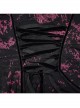 Pointed Collar Black Pink Print Shredded Slim Fit Gothic Shredded Adjustable Strap Sexy Dress