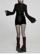 Lace Black Big Hat Hole Gothic Mysterious Horn Long Sleeve Daily Simple All-Match Short Coat