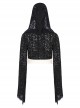 Lace Black Big Hat Hole Gothic Mysterious Horn Long Sleeve Daily Simple All-Match Short Coat
