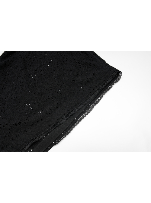 Lace Black Big Hat Hole Gothic Mysterious Horn Long Sleeve Daily Simple All-Match Short Coat