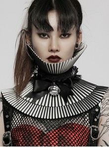 Individual Black White Pleated Detachable Bow Gothic Three-Dimensional Adjustable Collar