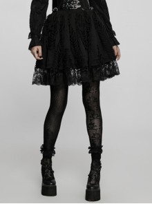 Elegant Palace Dark Personality Irregular Tattered Texture Fluffy Gothic Elastic Waist Skirt