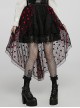 Lightweight Black Red Front Short Back Long Sexy Double Mesh Double Layered Gothic Skirt