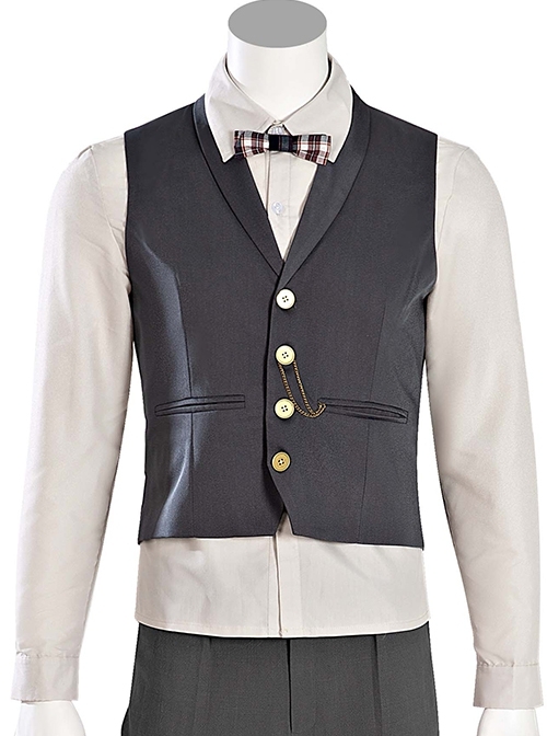 Fantastic Beasts The Secrets Of Dumbledore Newt Scamander Halloween Cosplay Costume Gray Vest