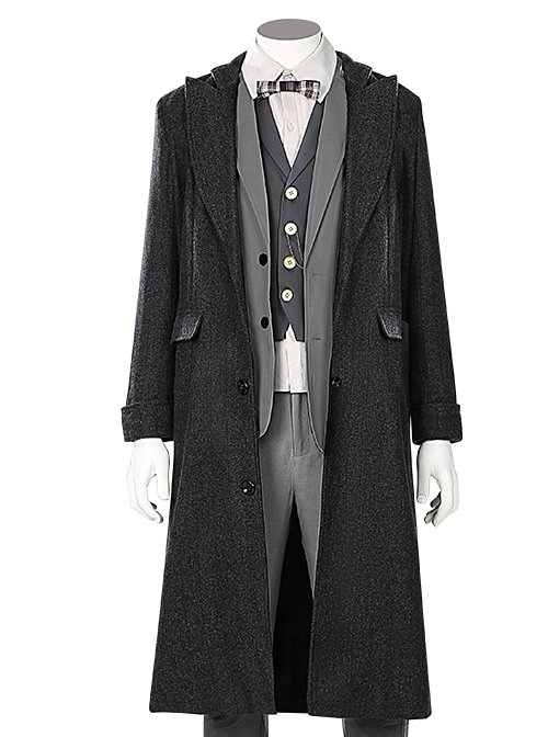 Fantastic Beasts The Secrets Of Dumbledore Newt Scamander Halloween Cosplay Costume Black Coat