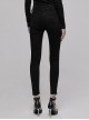 Triangular Metal Decorative Sheet Back Crossed Straps Tight Fit Denim Pants