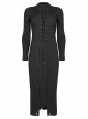 Punk  Style Multi Wearing Ways Hem Slit Design Dark Sexy Wool Knitted Dress With String