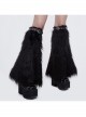 Adjustable Black Punk Leather Decorated Wool Leg Warmer Accessory