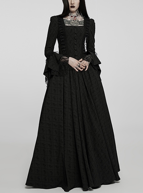 gothic lace maxi dress Gothic Black Embellished Gown