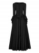 Victoria Rose Pattern Black Square Neck Gothic Hidden Zipper Elegant Large Hem Lace Maxi Dress