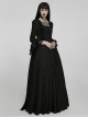 Victoria Rose Pattern Black Square Neck Gothic Hidden Zipper Elegant Large Hem Lace Maxi Dress