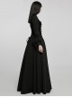 Victoria Rose Pattern Black Square Neck Gothic Hidden Zipper Elegant Large Hem Lace Maxi Dress