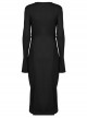 Dark Punk Style Stretch Cotton Fabric Rope Design Multi Wearing Ways Long Sleeve Dress